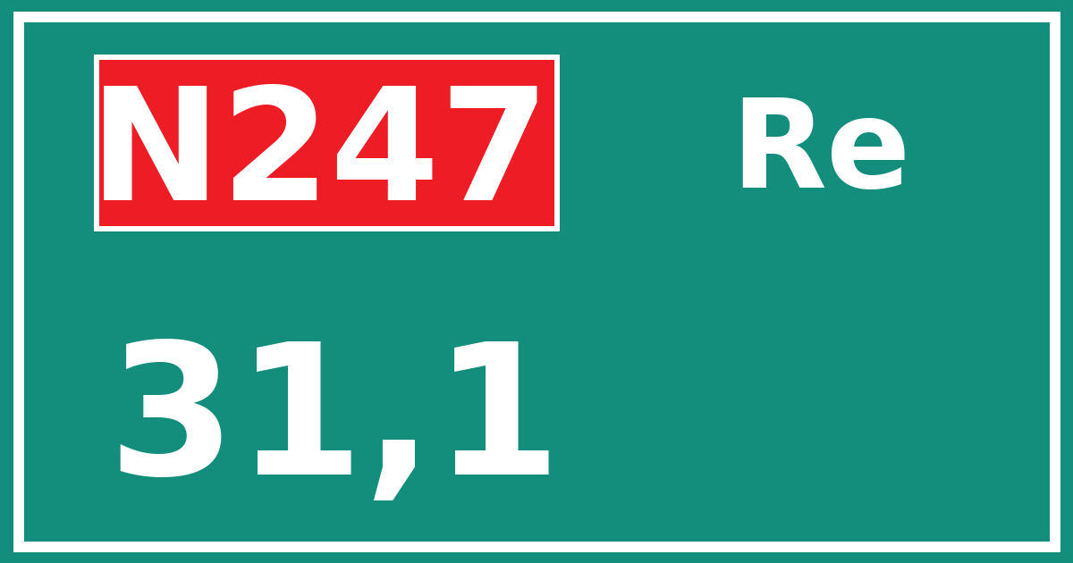 Hectometerbord N247 31,1 zijde Re