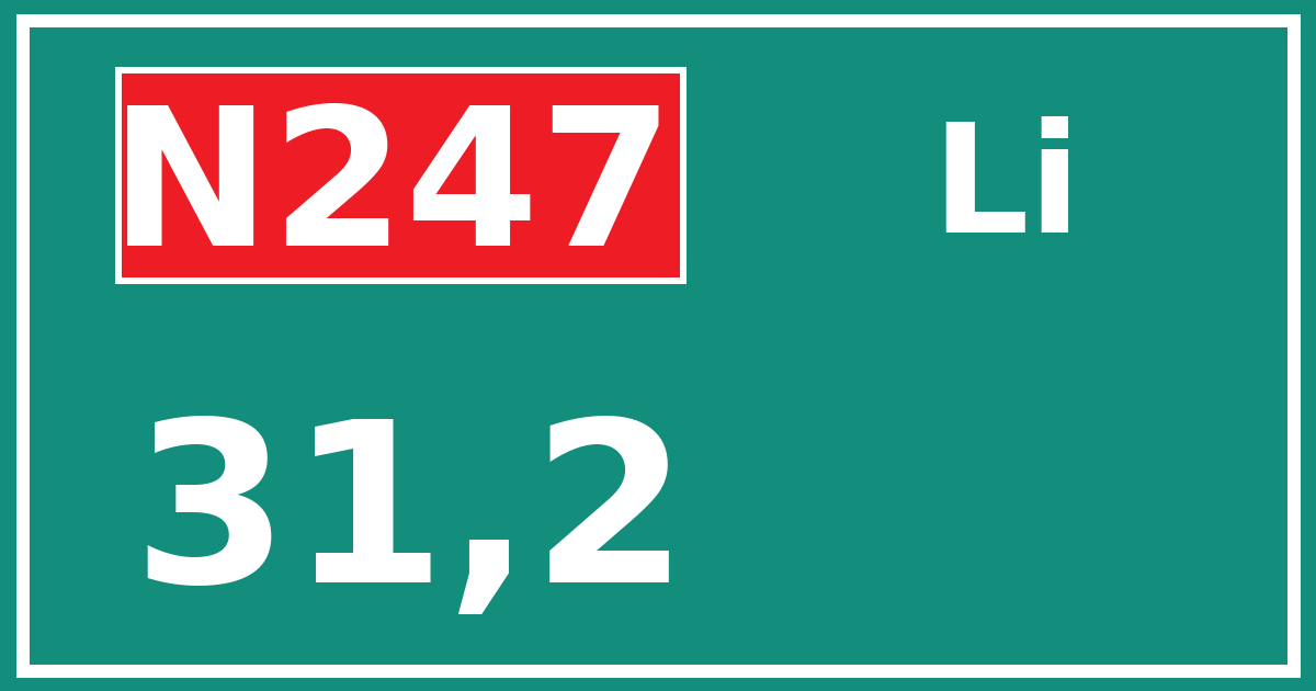Hectometerbord N247 31,2 zijde Li