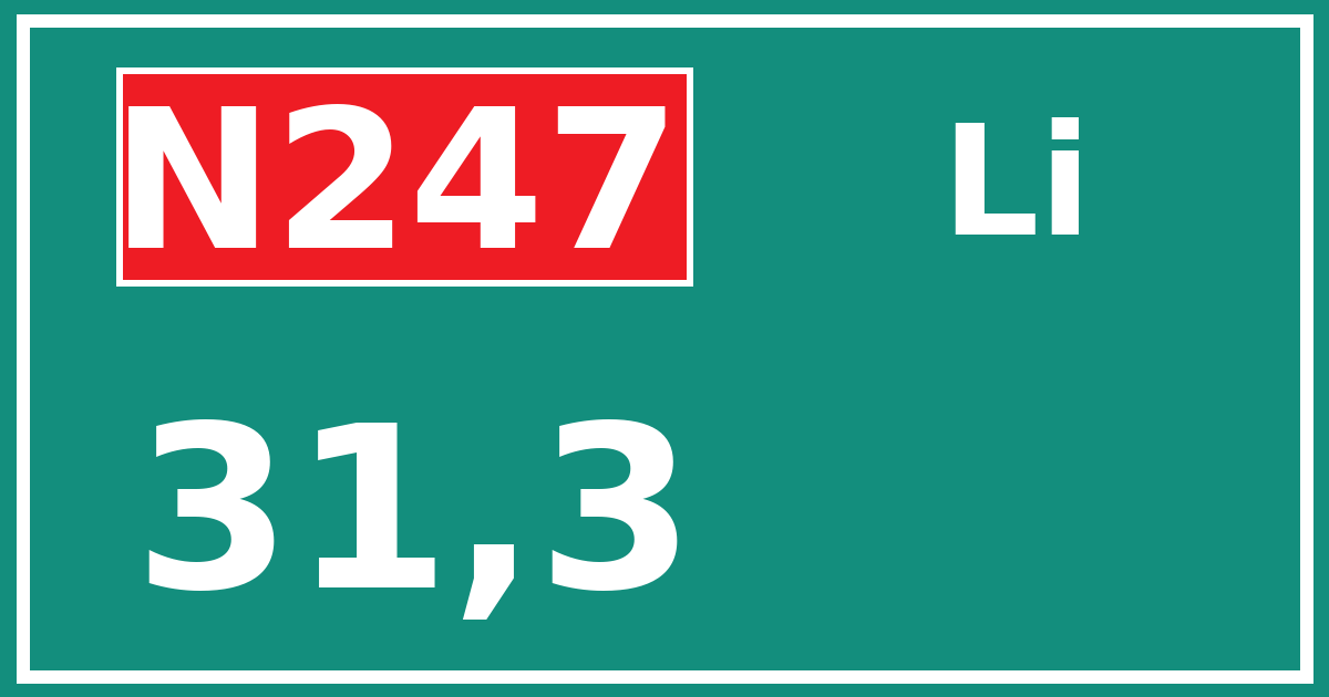 Hectometerbord N247 31,3 zijde Li