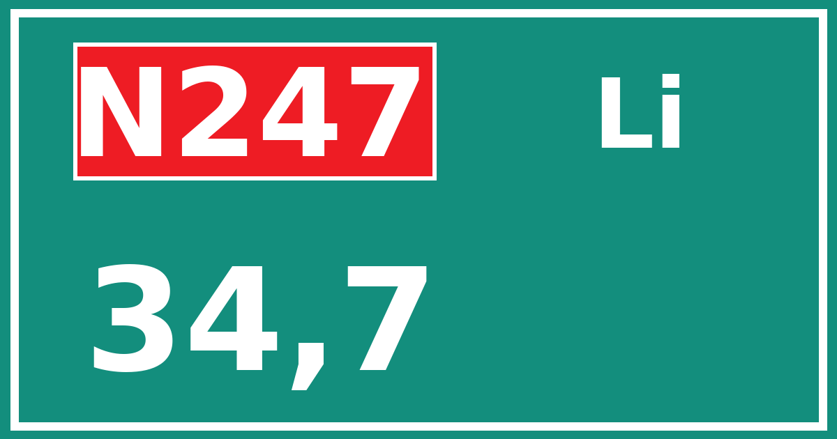Hectometerbord N247 34,7 zijde Li