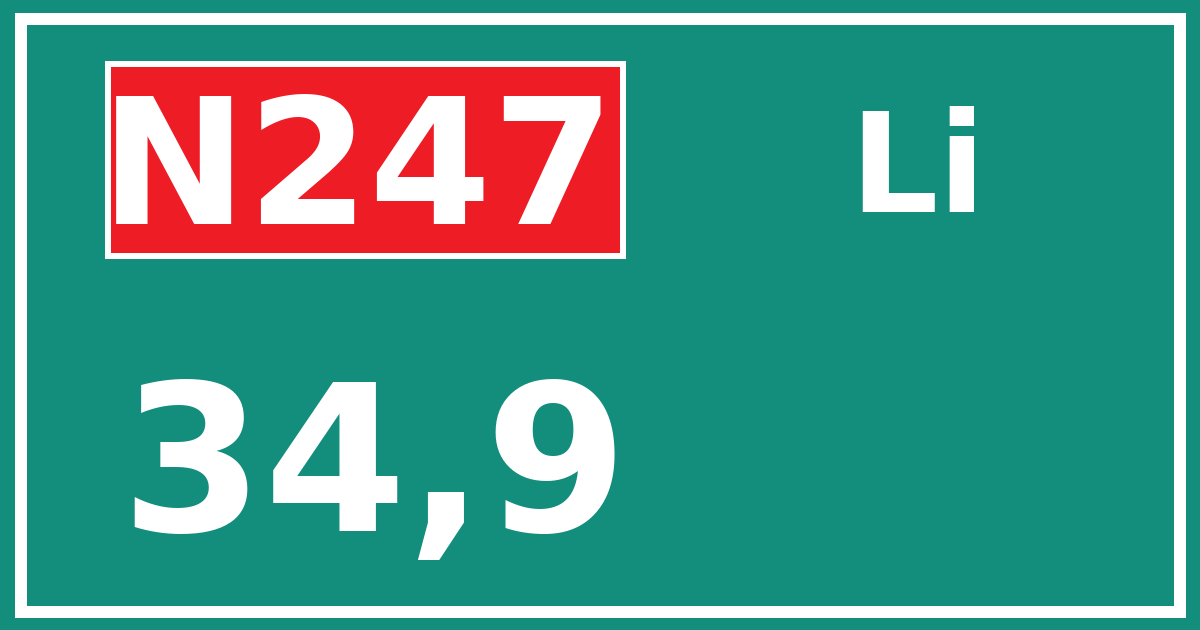 Hectometerbord N247 34,9 zijde Li