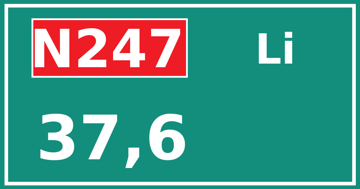 Hectometerbord N247 37,6 zijde Li