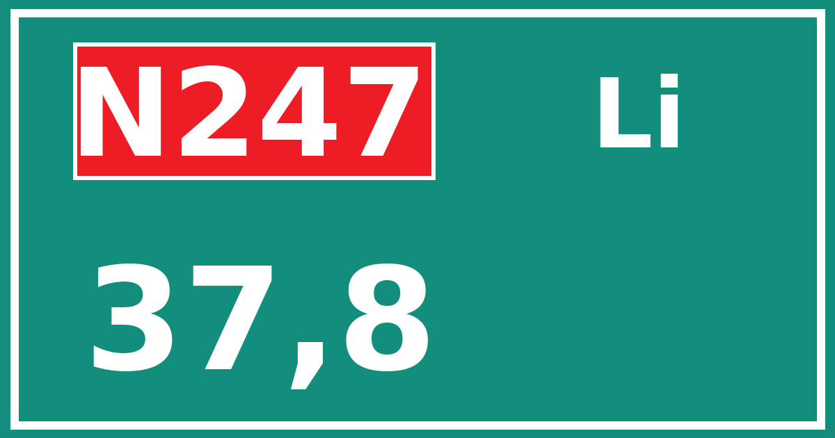 Hectometerbord N247 37,8 zijde Li