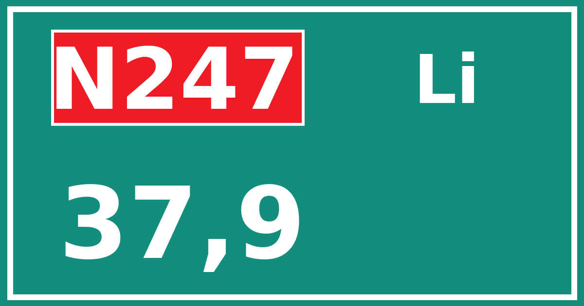 Hectometerbord N247 37,9 zijde Li