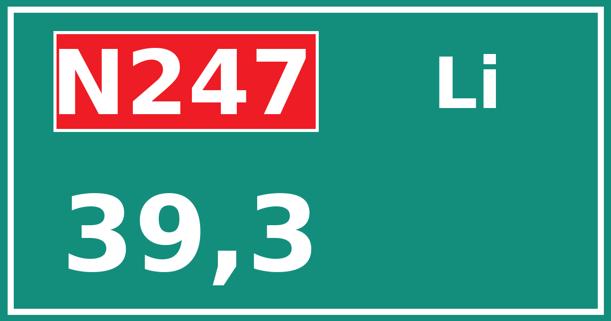 Hectometerbord N247 39,3 zijde Li