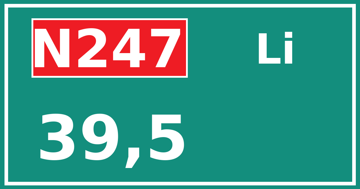 Hectometerbord N247 39,5 zijde Li