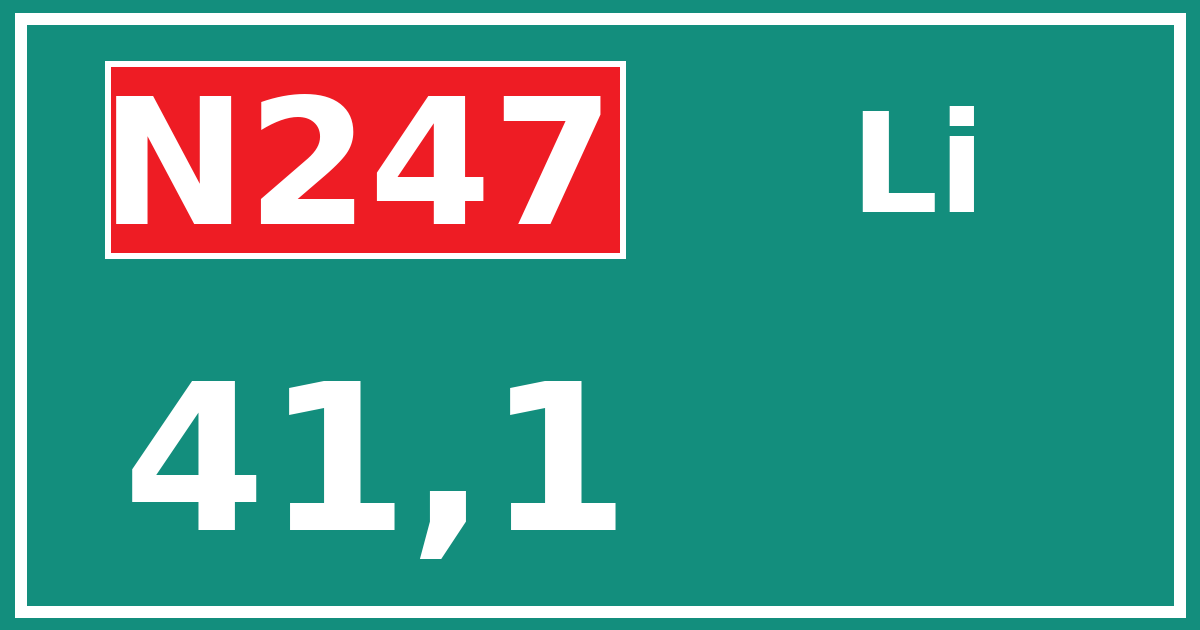 Hectometerbord N247 41,1 zijde Li
