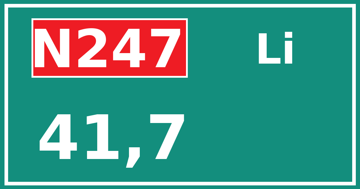 Hectometerbord N247 41,7 zijde Li