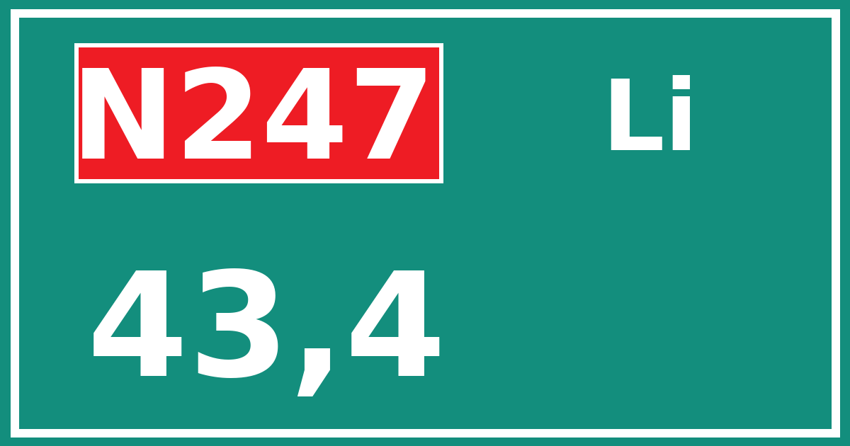 Hectometerbord N247 43,4 zijde Li