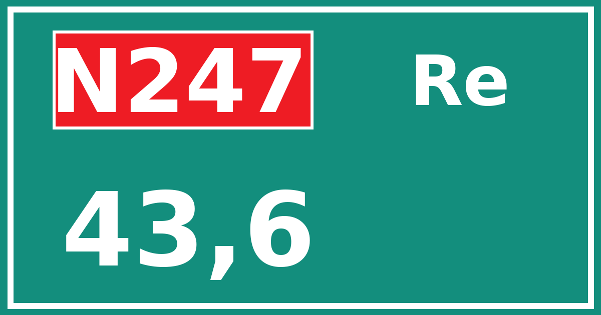 Hectometerbord N247 43,6 zijde Re