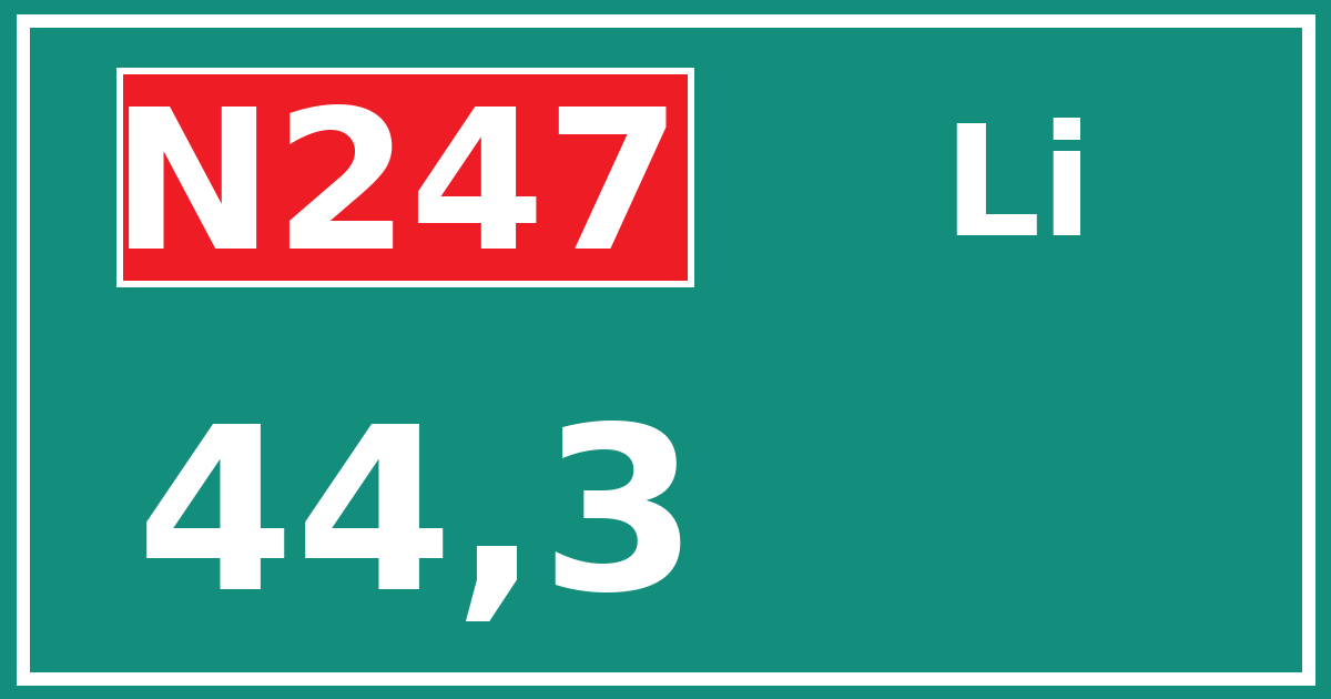 Hectometerbord N247 44,3 zijde Li