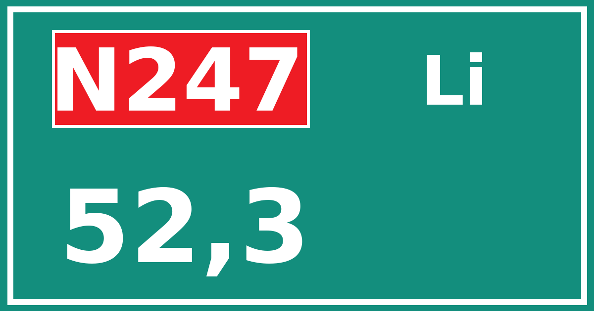 Hectometerbord N247 52,3 zijde Li