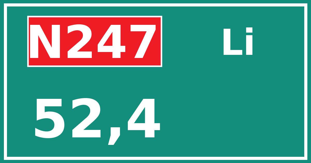 Hectometerbord N247 52,4 zijde Li