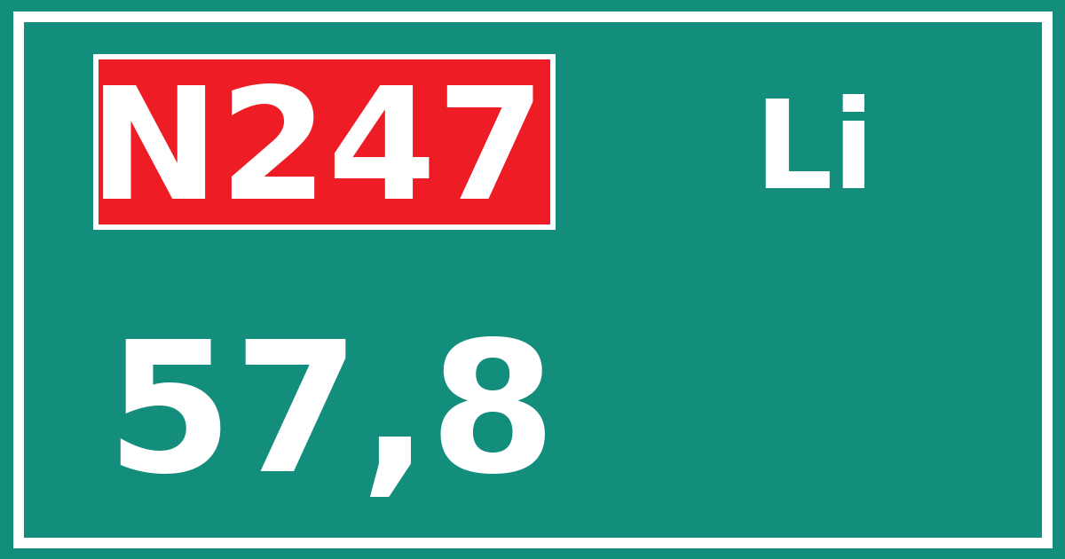 Hectometerbord N247 57,8 zijde Li