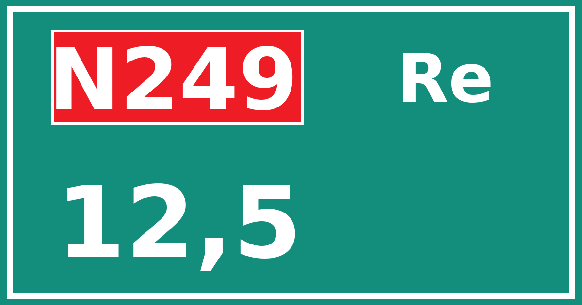 Hectometerbord N249 12,5 zijde Re