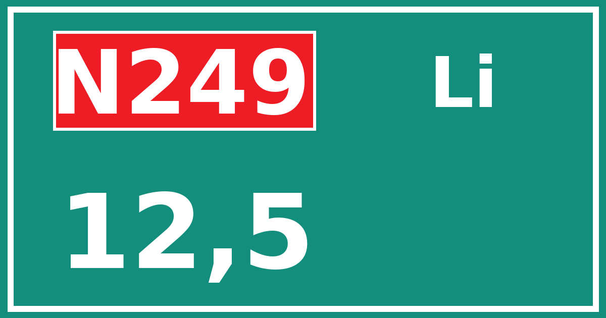 Hectometerbord N249 12,5 zijde Li