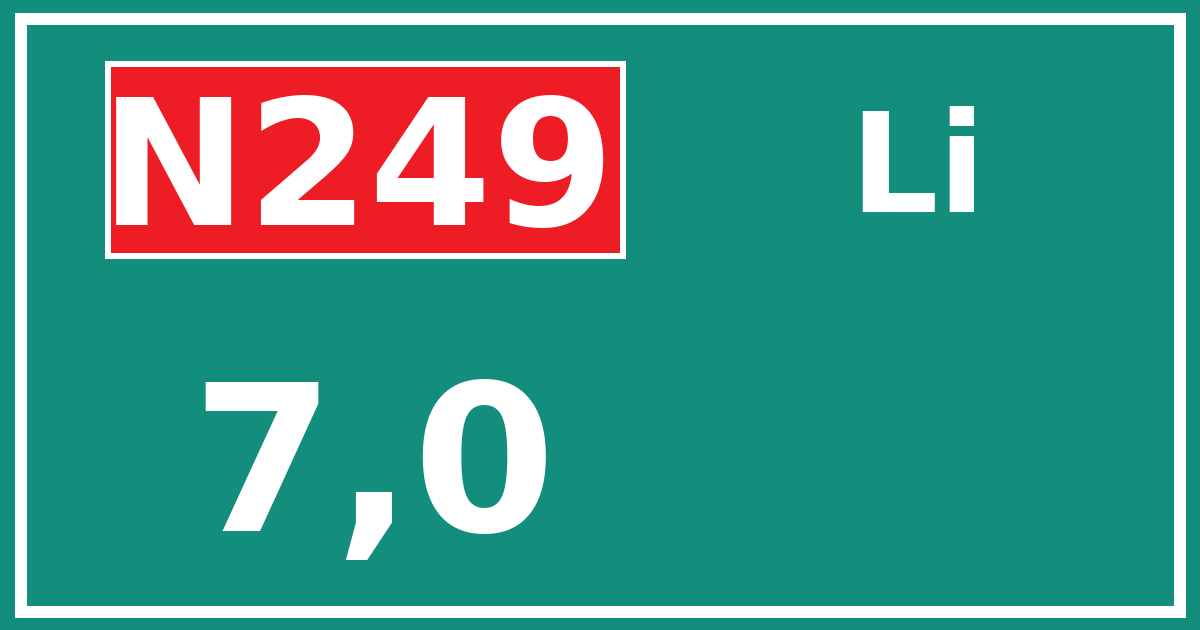 Hectometerbord N249 7,0 zijde Li