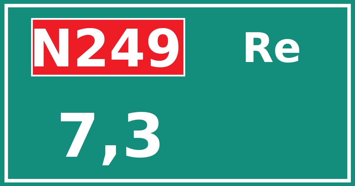 Hectometerbord N249 7,3 zijde Re