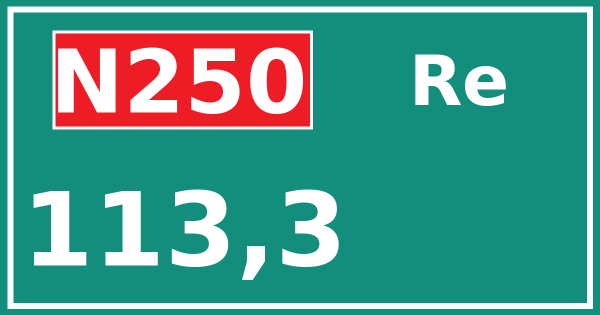 Hectometerbord N250 113,3 zijde Re