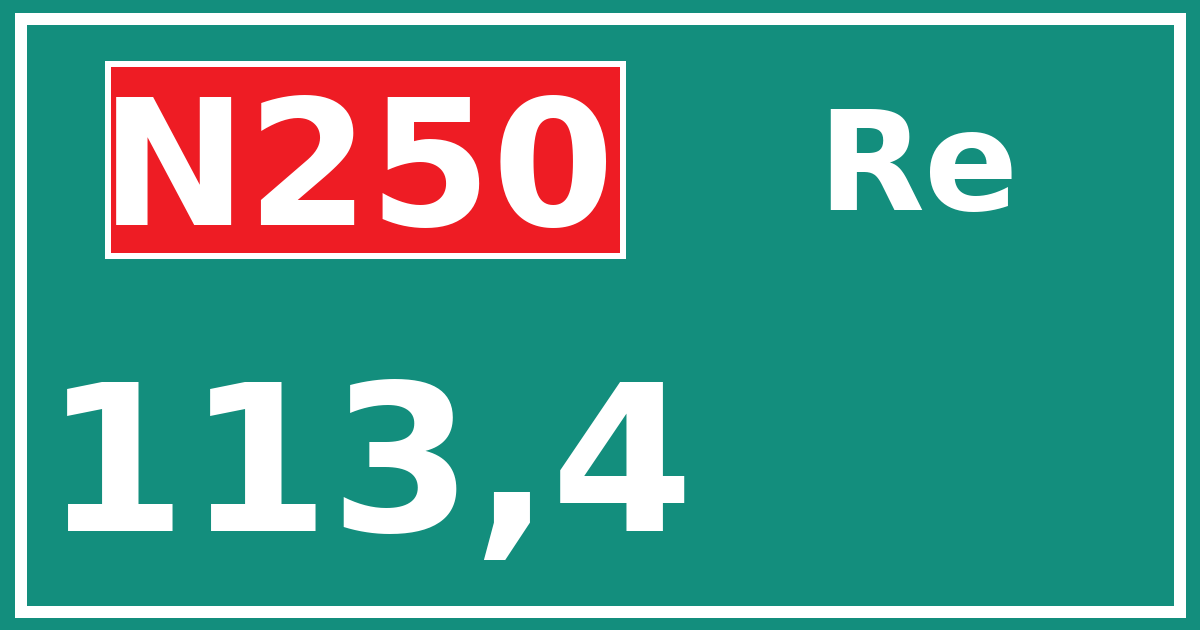 Hectometerbord N250 113,4 zijde Re