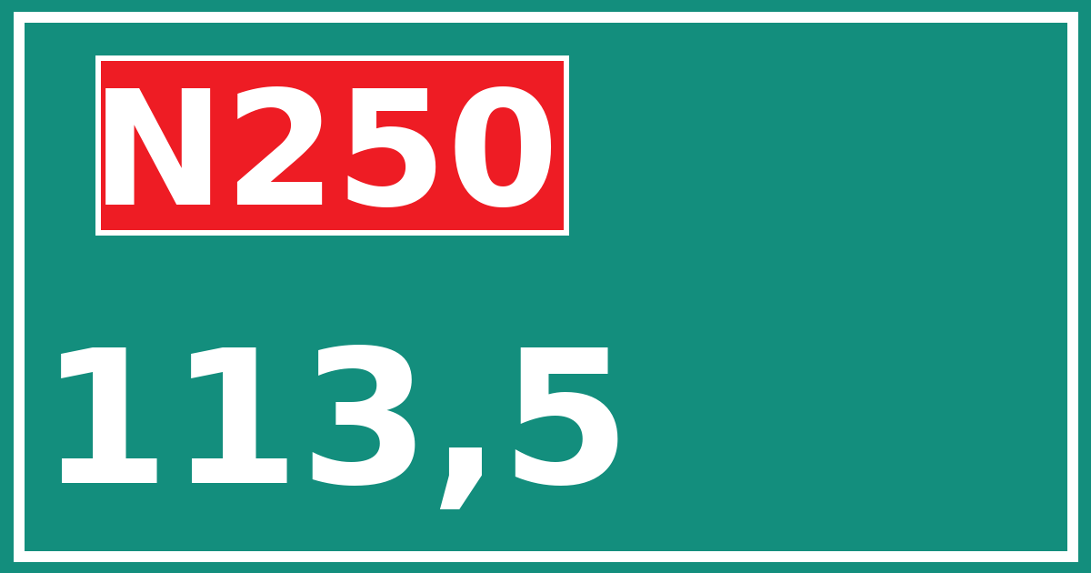 Hectometerbord N250 113,5