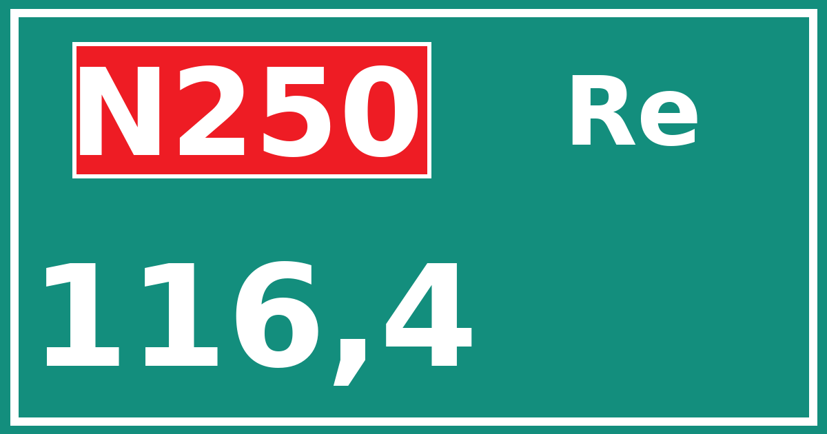 Hectometerbord N250 116,4 zijde Re