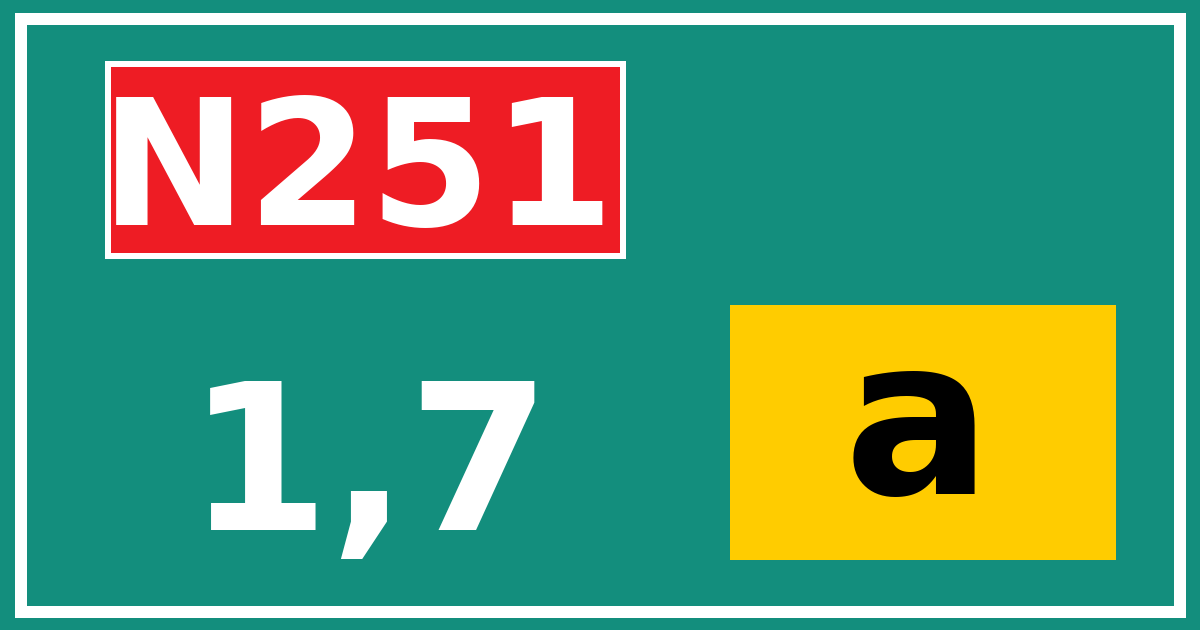 Hectometerbord N251 1,7 letter a