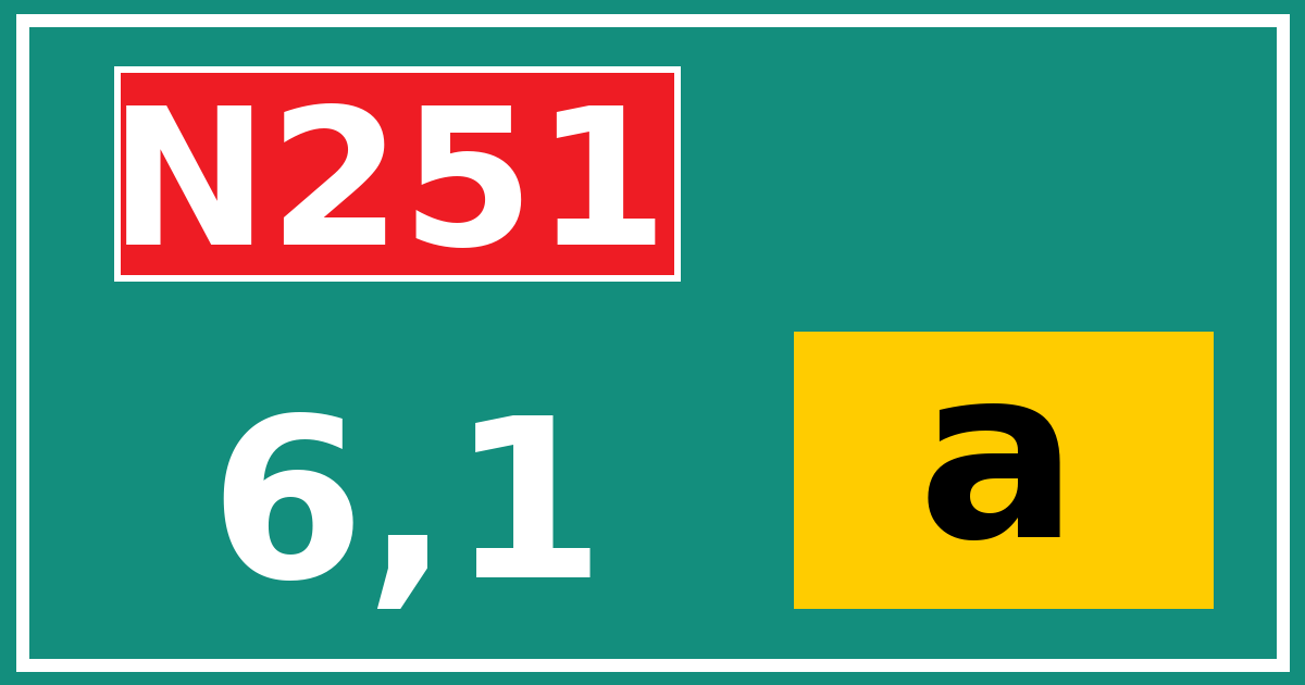 Hectometerbord N251 6,1 letter a