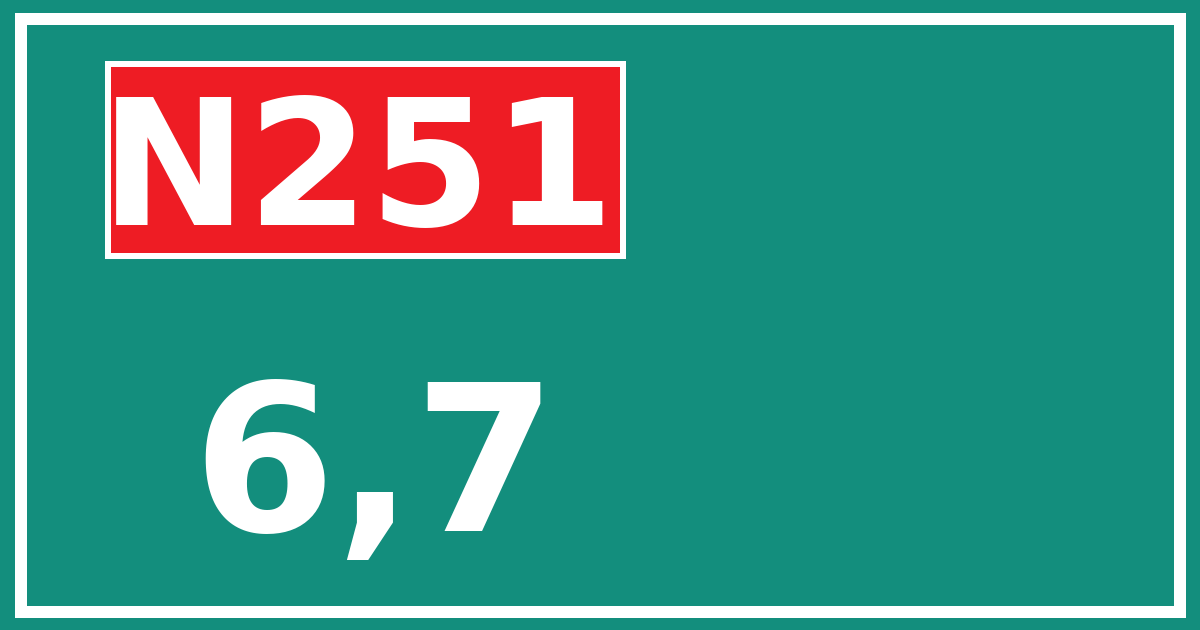 Hectometerbord N251 6,7