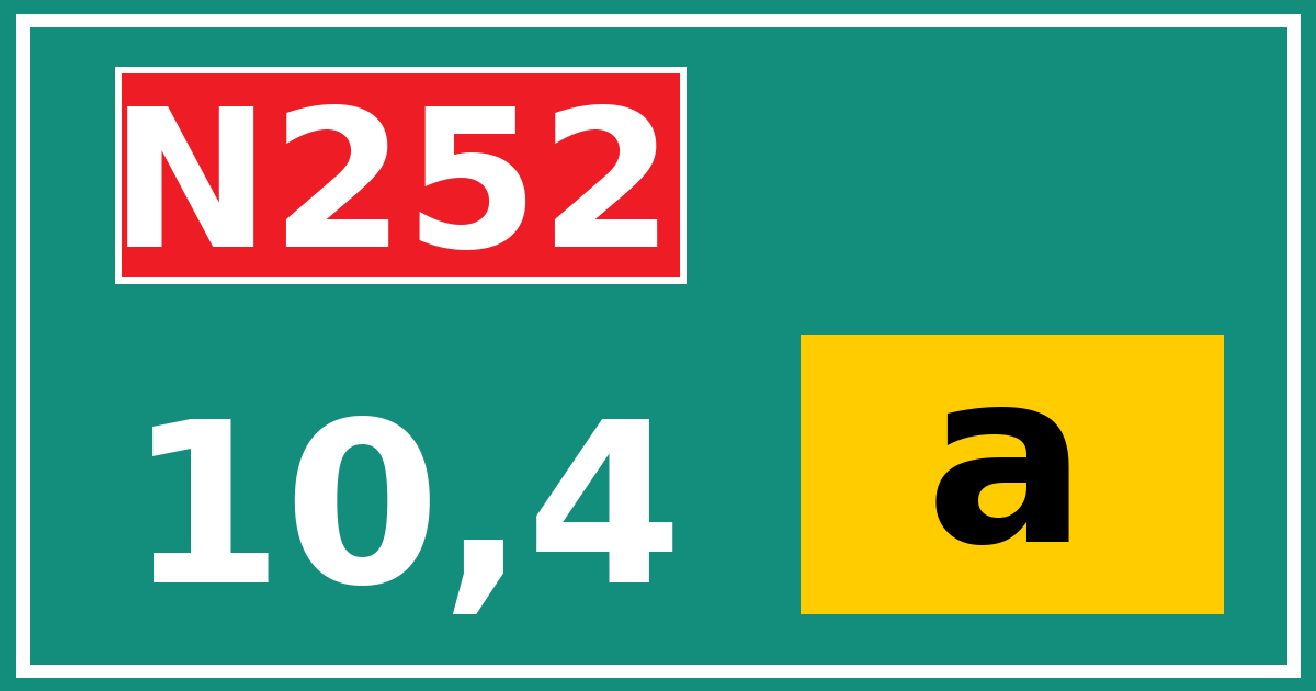 Hectometerbord N252 10,4 letter a