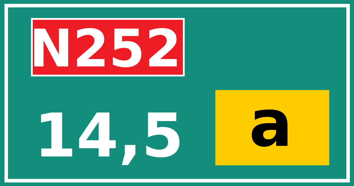Hectometerbord N252 14,5 letter a