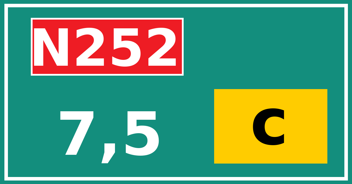 Hectometerbord N252 7,5 letter c