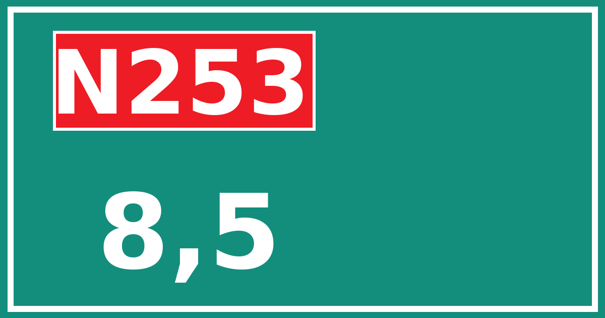 Hectometerbord N253 8,5