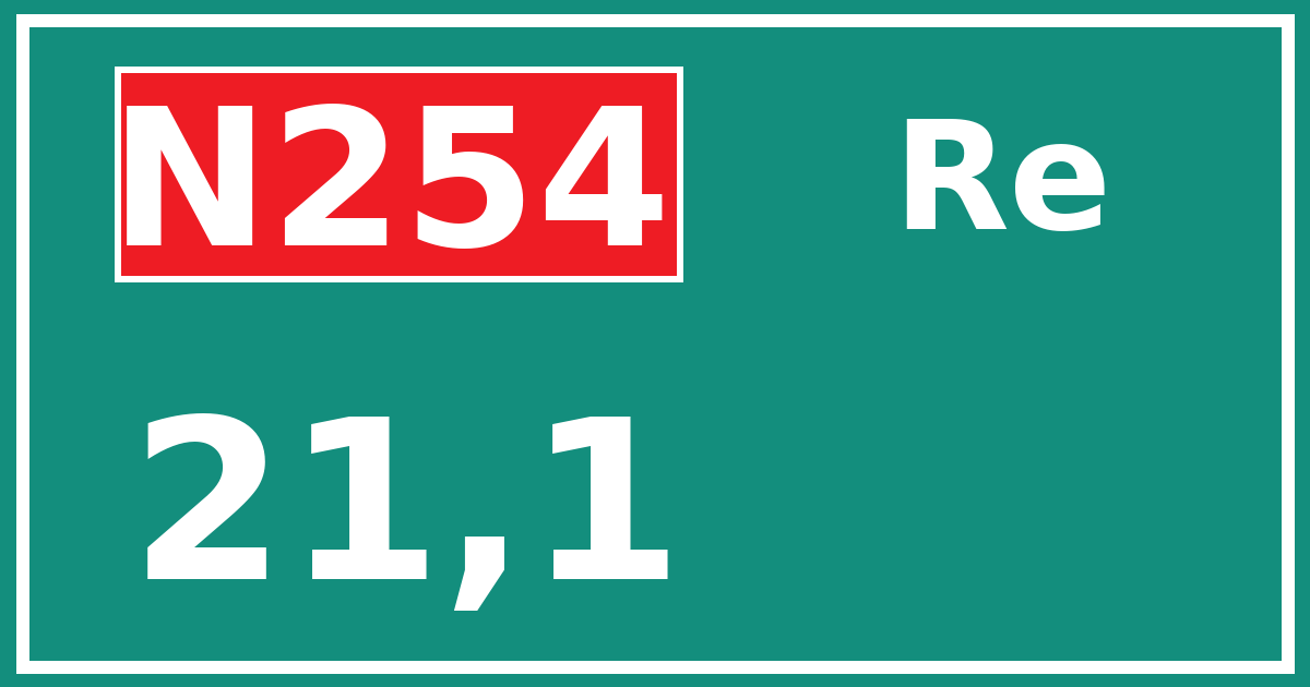 Hectometerbord N254 21,1 zijde Re
