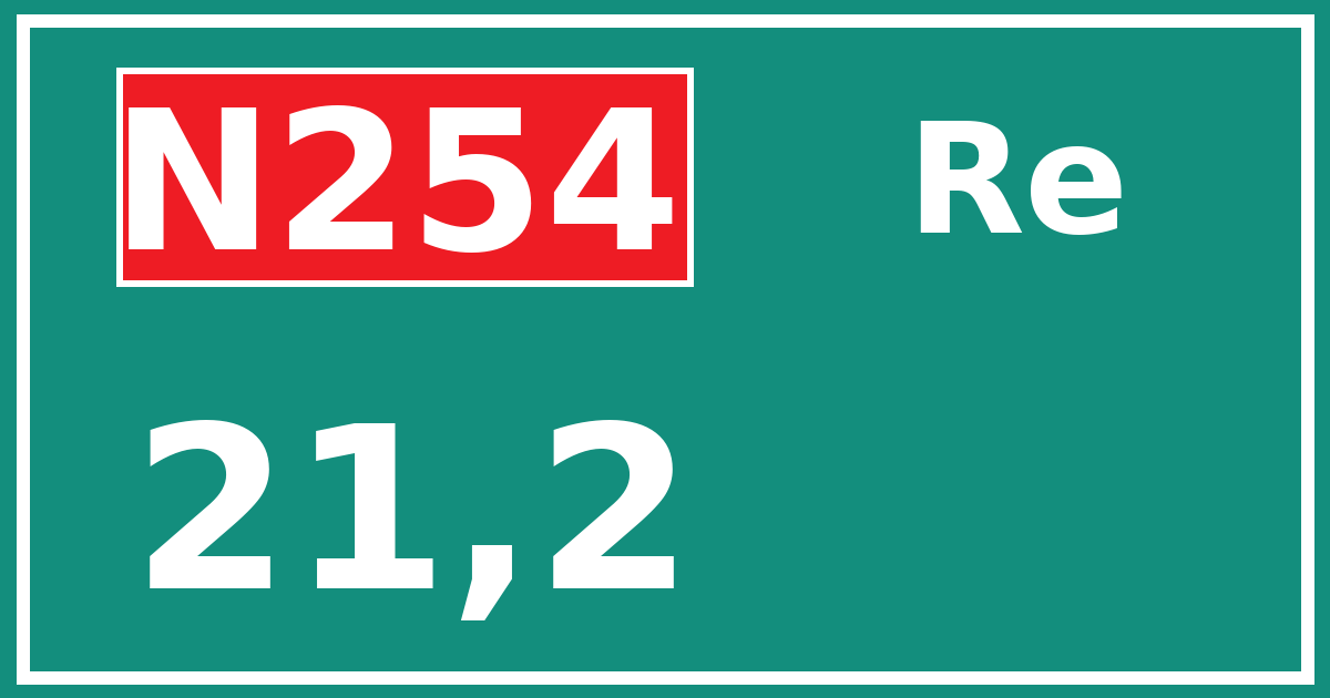 Hectometerbord N254 21,2 zijde Re