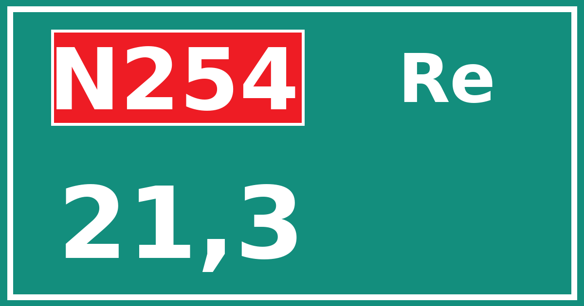 Hectometerbord N254 21,3 zijde Re
