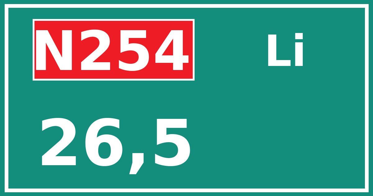 Hectometerbord N254 26,5 zijde Li