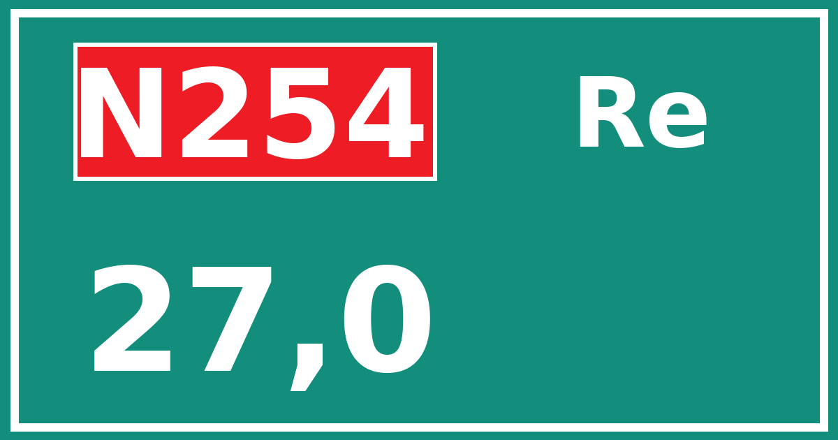 Hectometerbord N254 27,0 zijde Re