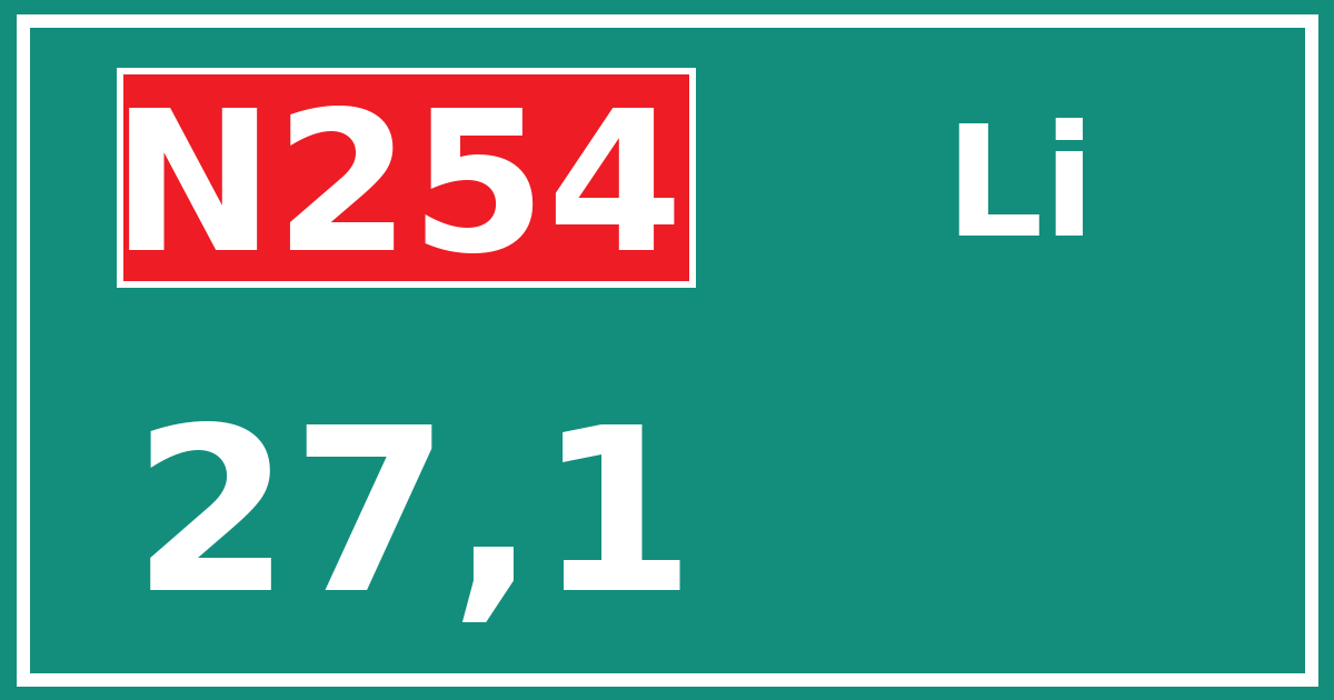 Hectometerbord N254 27,1 zijde Li