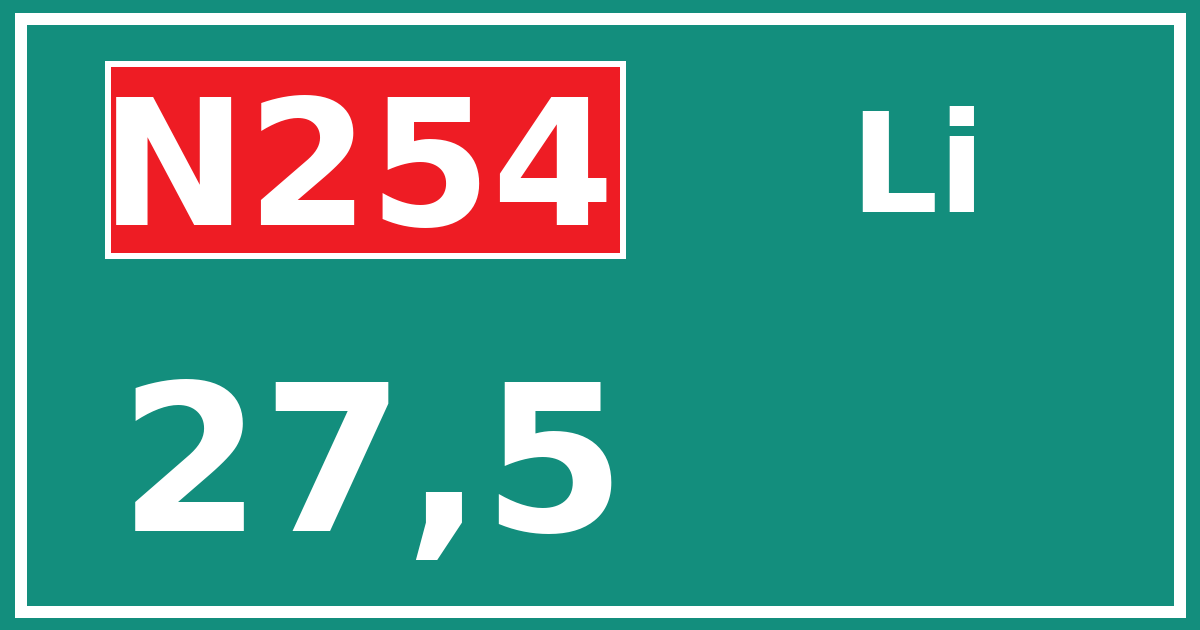 Hectometerbord N254 27,5 zijde Li