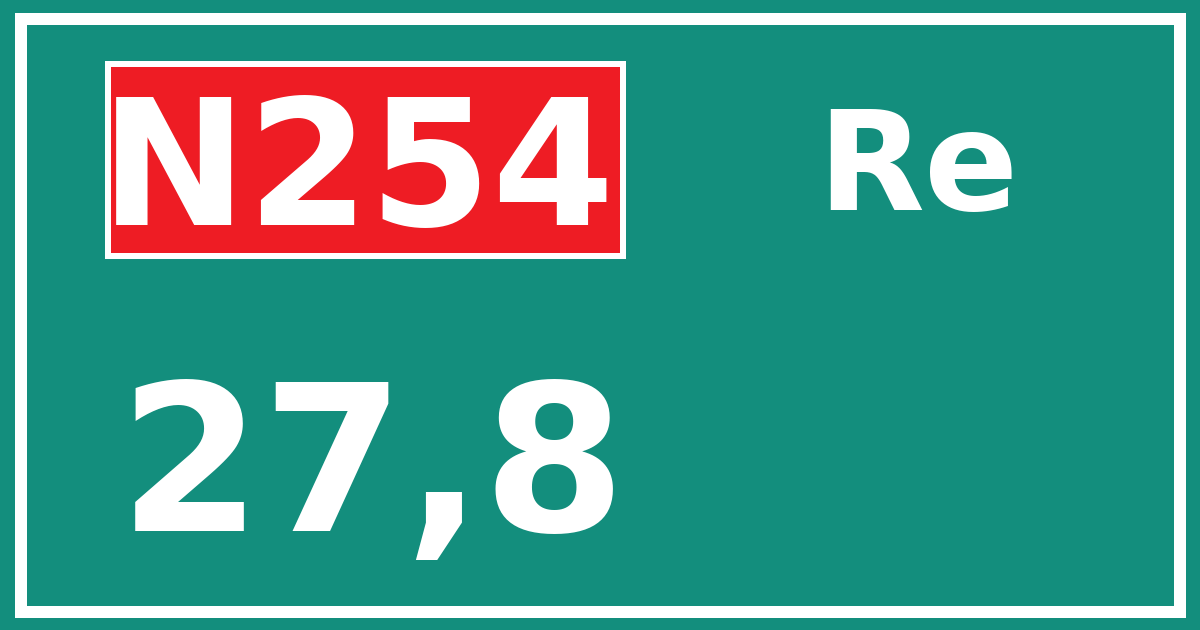 Hectometerbord N254 27,8 zijde Re