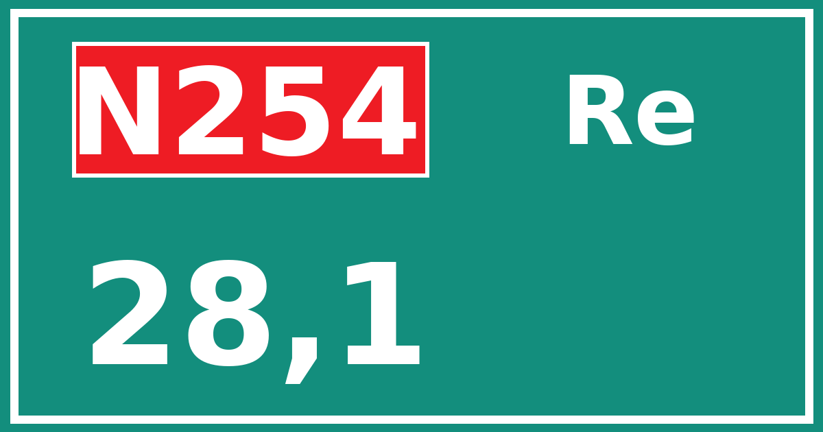 Hectometerbord N254 28,1 zijde Re