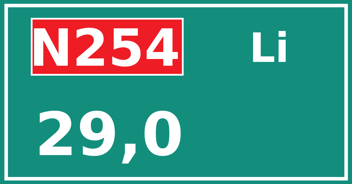 Hectometerbord N254 29,0 zijde Li
