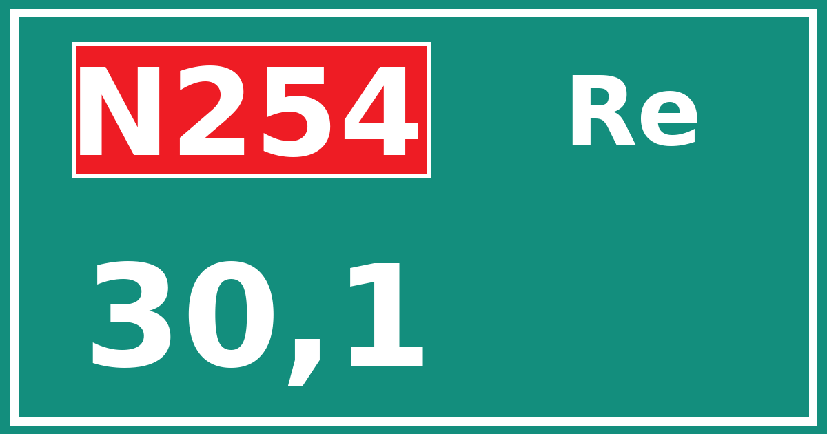 Hectometerbord N254 30,1 zijde Re