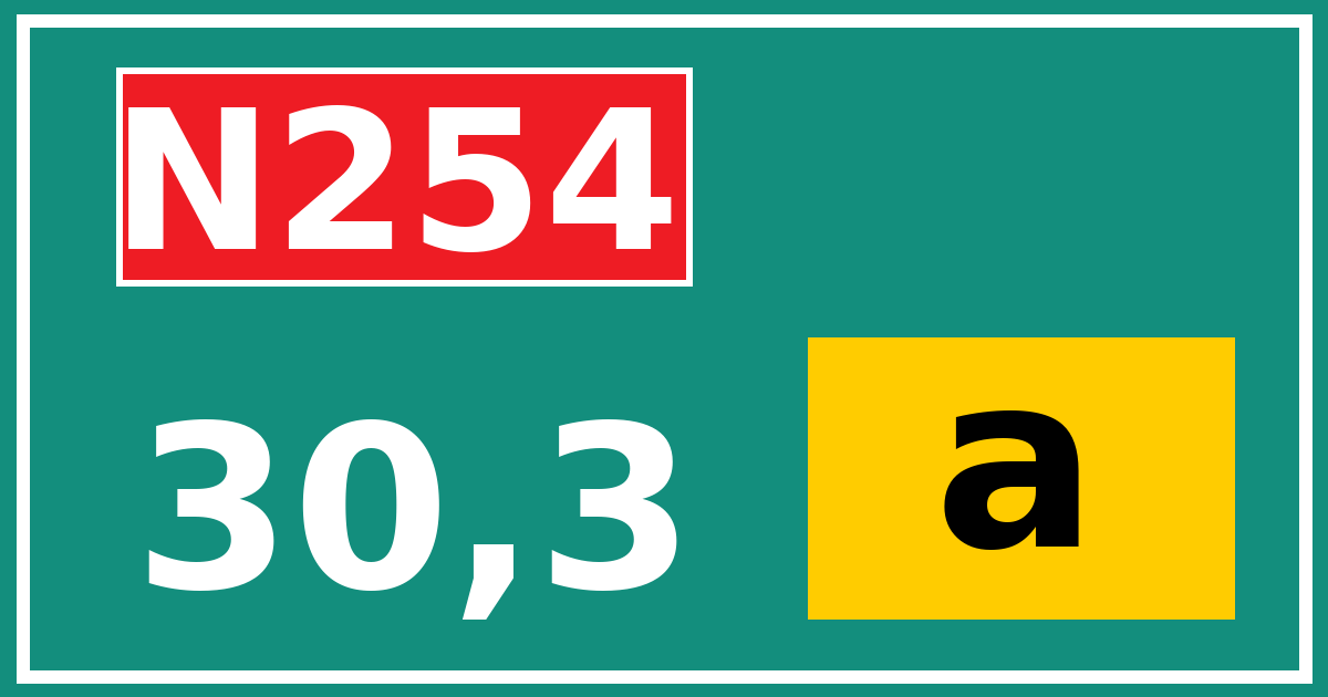Hectometerbord N254 30,3 letter a
