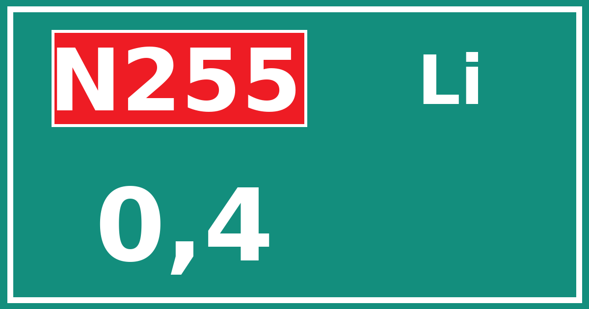 Hectometerbord N255 0,4 zijde Li
