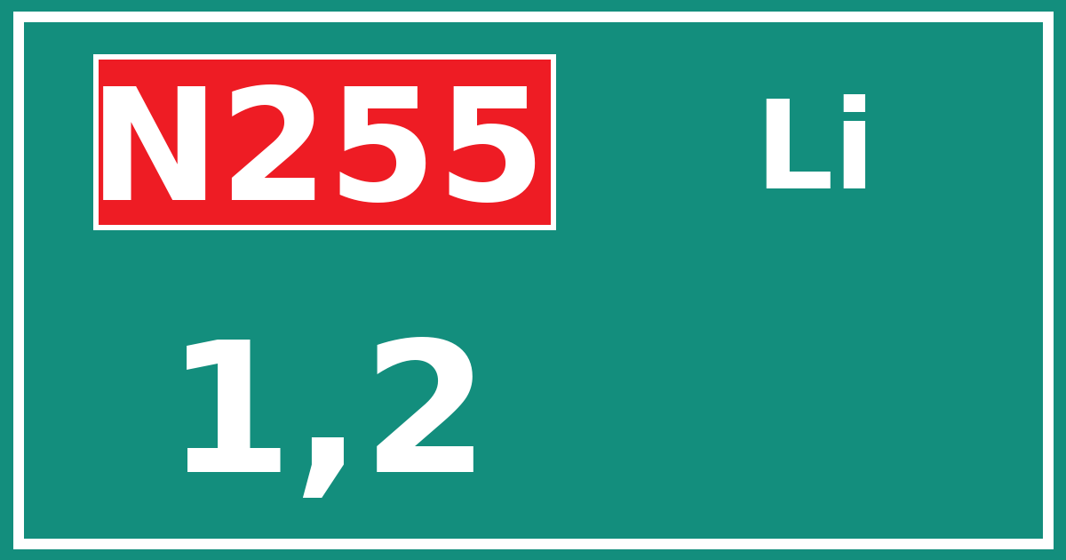 Hectometerbord N255 1,2 zijde Li