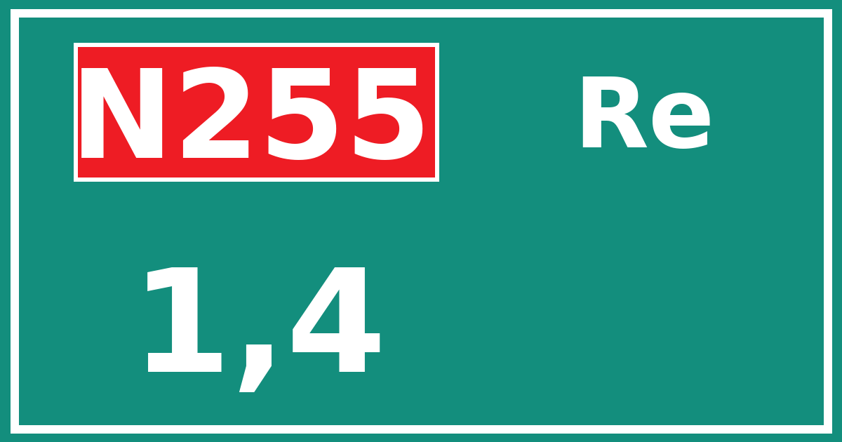 Hectometerbord N255 1,4 zijde Re
