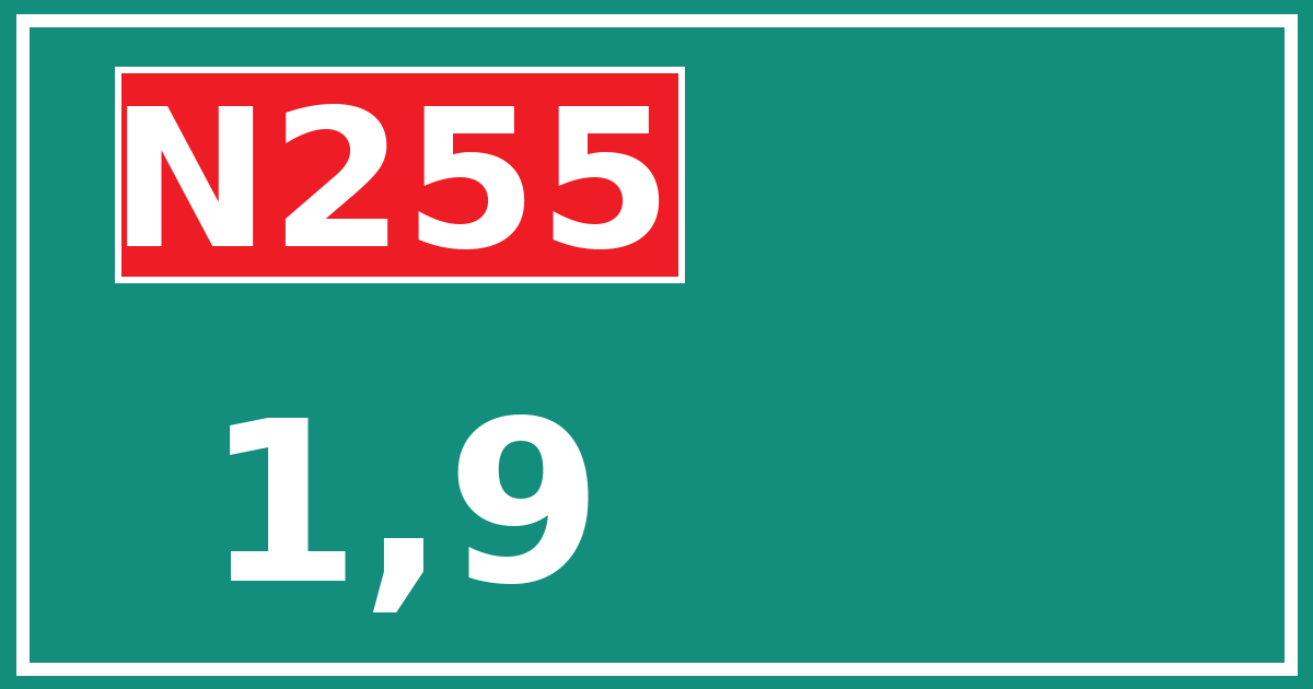 Hectometerbord N255 1,9