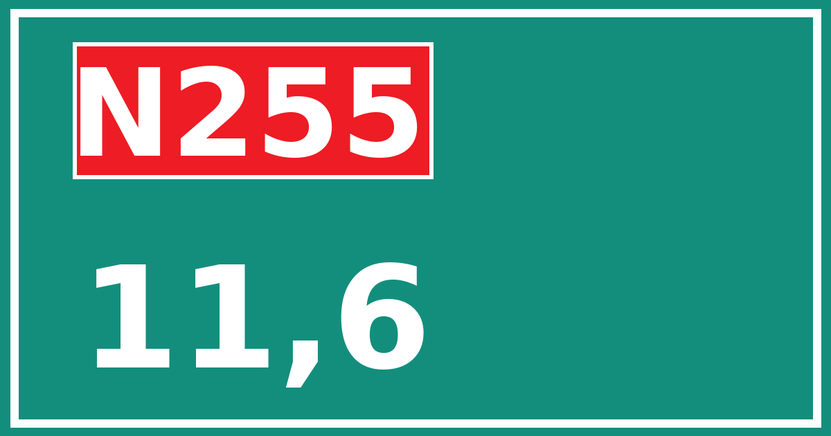 Hectometerbord N255 11,6